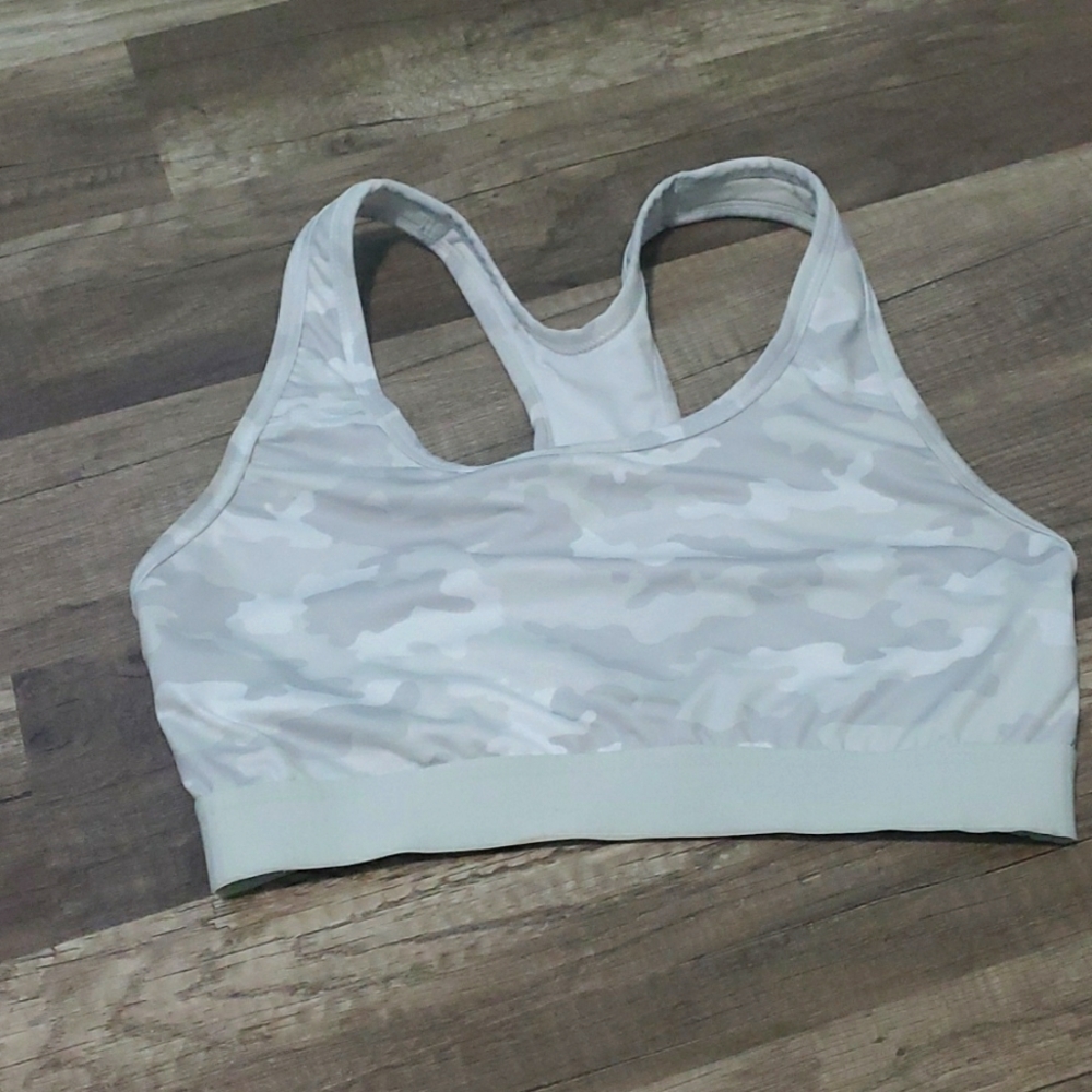 White and Grey Camouflage Sports Bra
